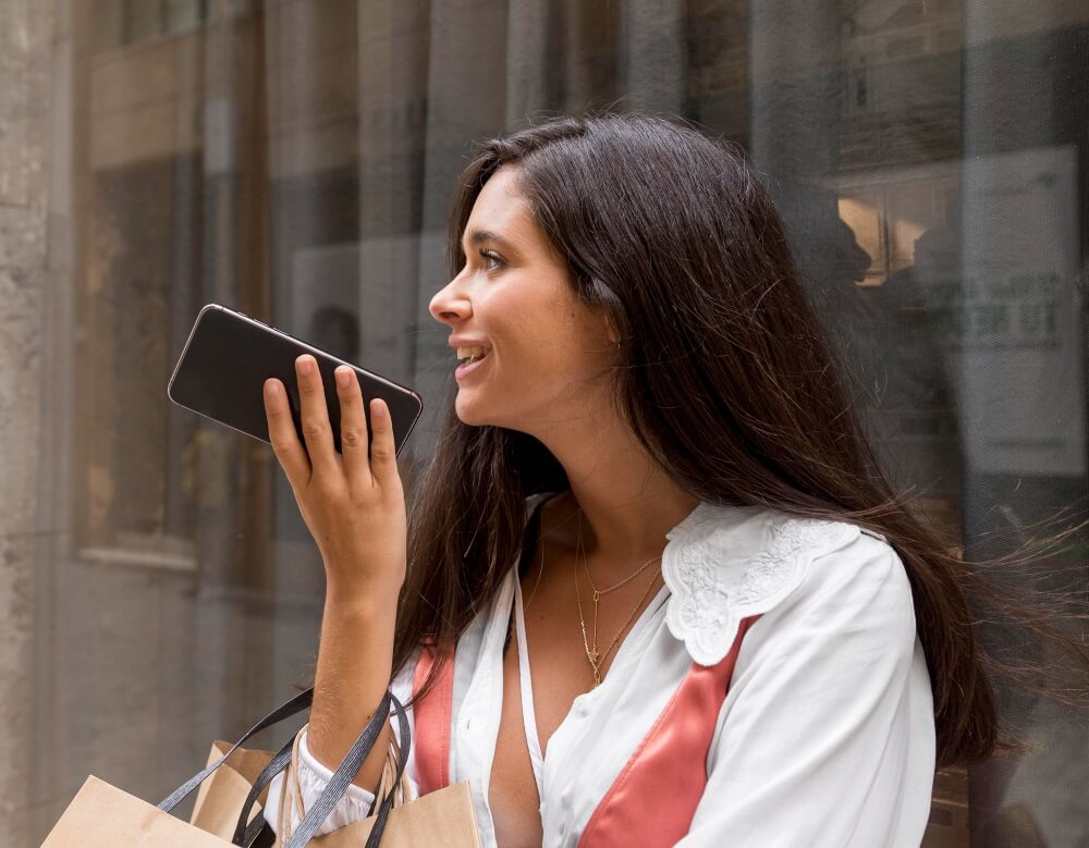 Girl Shopping in Voice-Activated