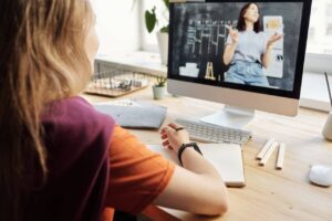 Girl Learning Online in Computer